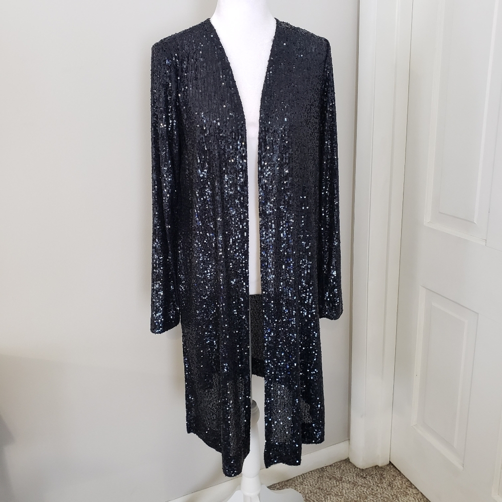 Fifteen Twenty Womens Sequin Cardigan Duster SM Glam Elegant Wedding Swiftie